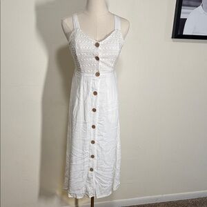 Jessica Simpson NWT Bohemian white button dress tie back woman size XS